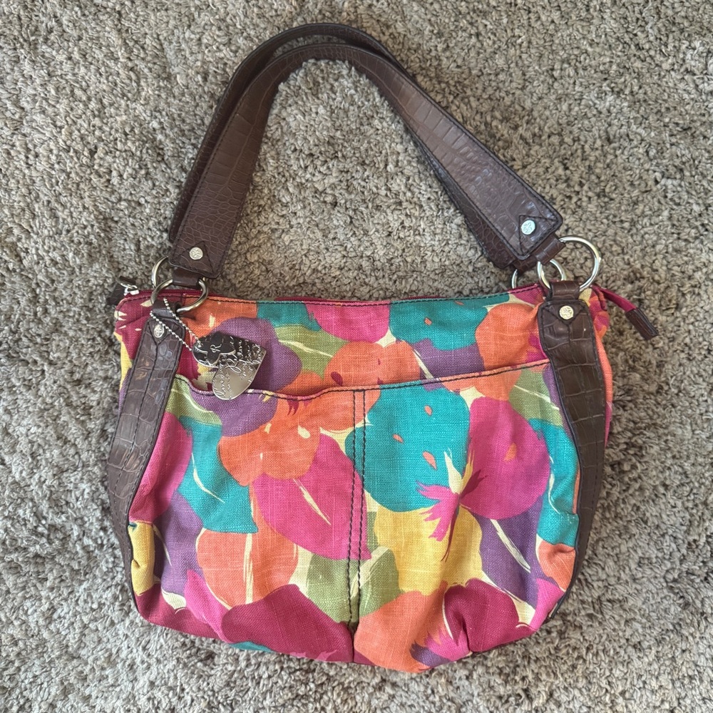 Relic Colorful Floral Shoulder Bag with Brown Accents